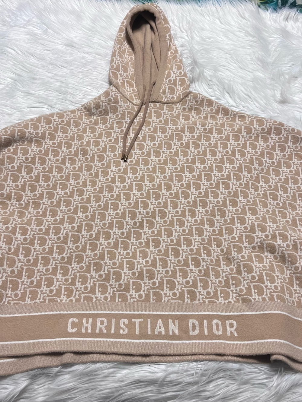 Dior Beige Logo poncho Hoodie Sweater